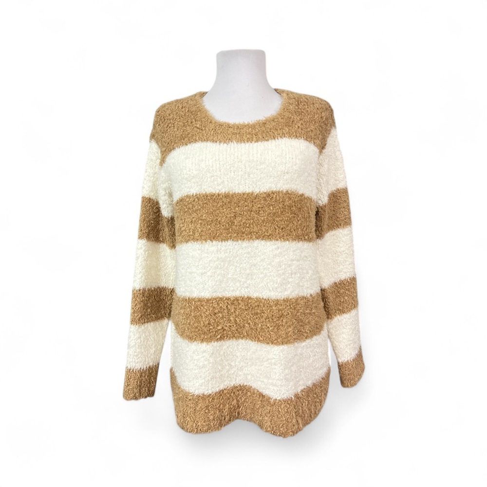 Talbots Women's Petite Small SP Sweater Wool Acrylic Blend Tan Cream Soft